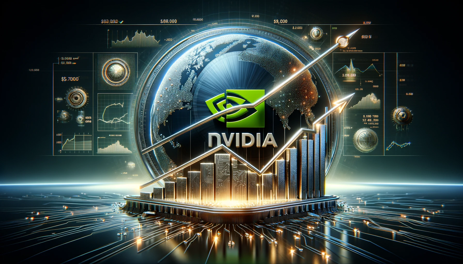 DALL·E 2024 03 06 19.21.31 Create a sophisticated and realistic image that captures the essence of Nvidias monumental achievement of crossing the 2 trillion valuation mark. Th